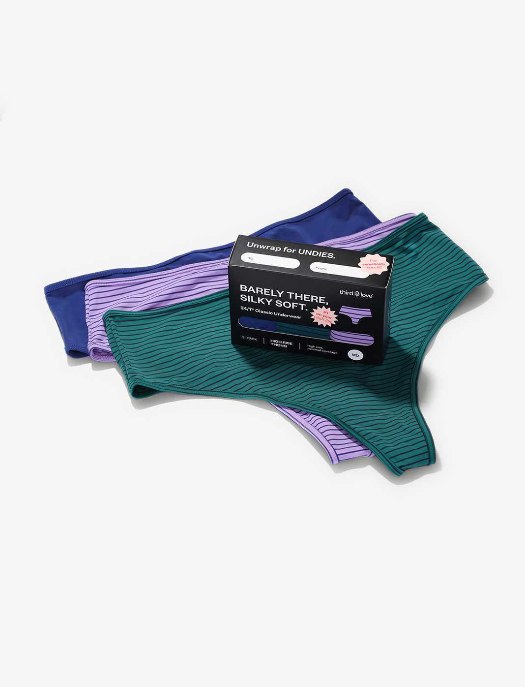 24/7® Classic High Waist Thong 3 Pack Box - Image 3