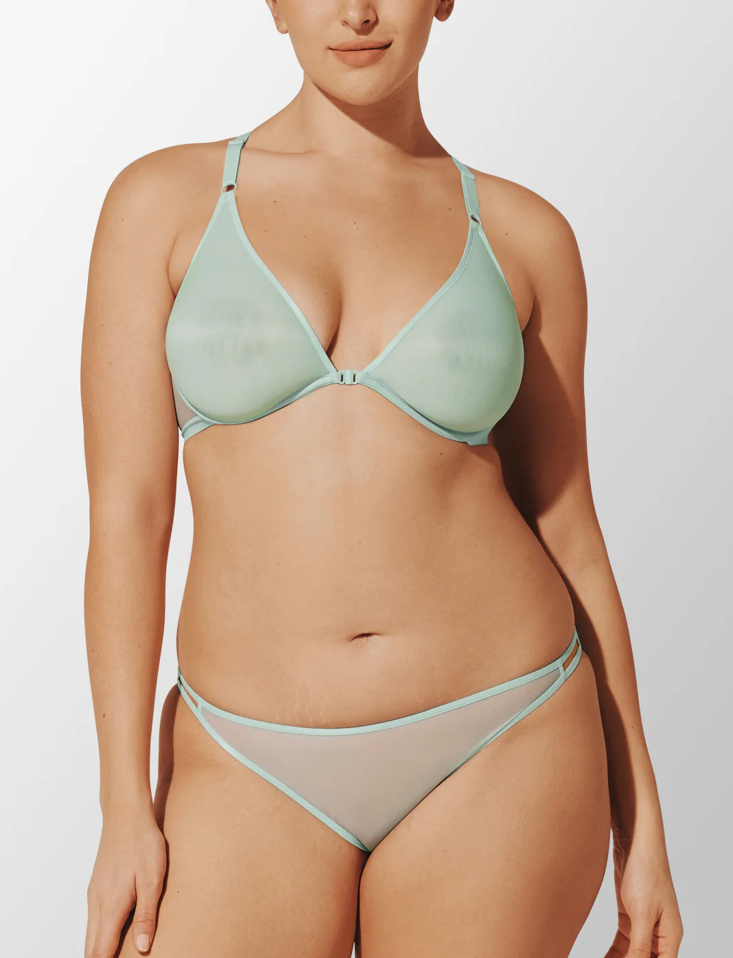 Bare Mesh Front Close Racerback Bra - Image 2